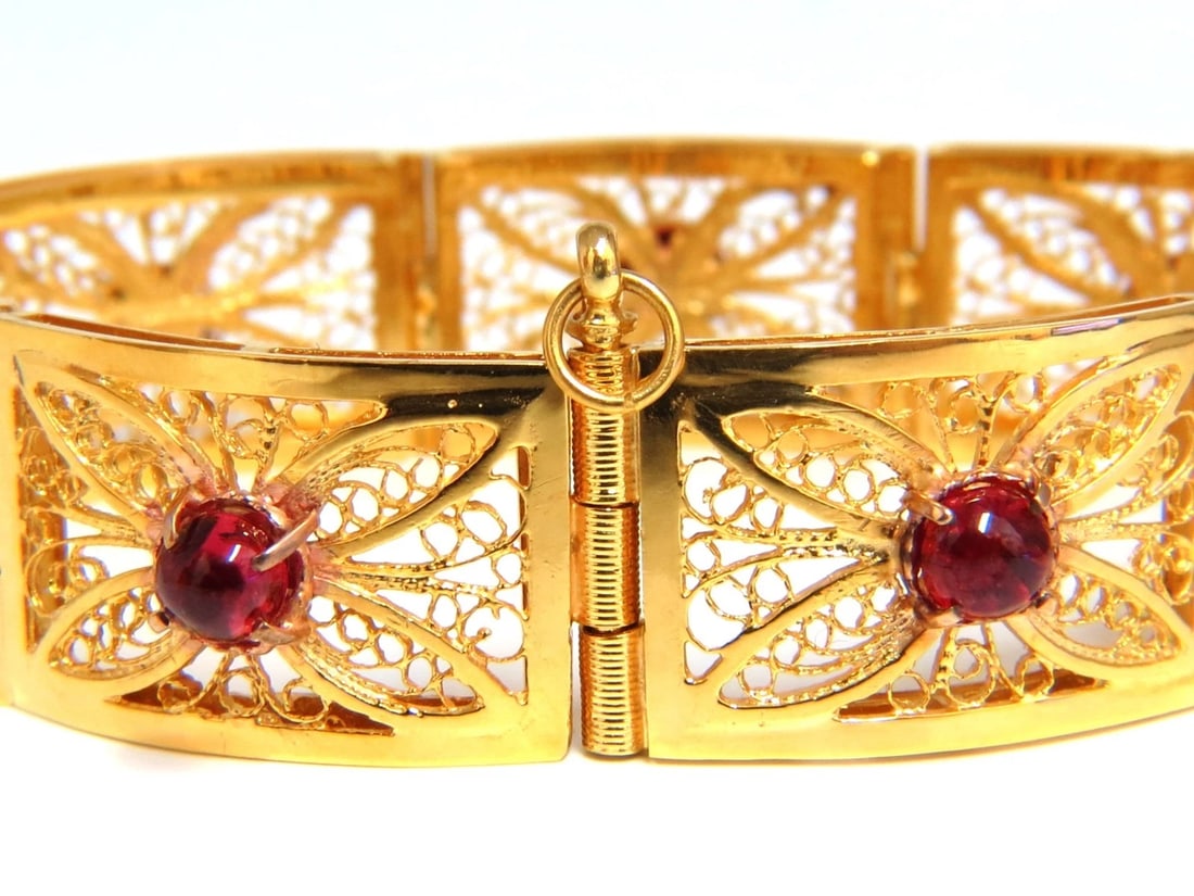 7.40ct Natural Spinel Open Gilt Vintage Bracelet 14 Karat gold - 6