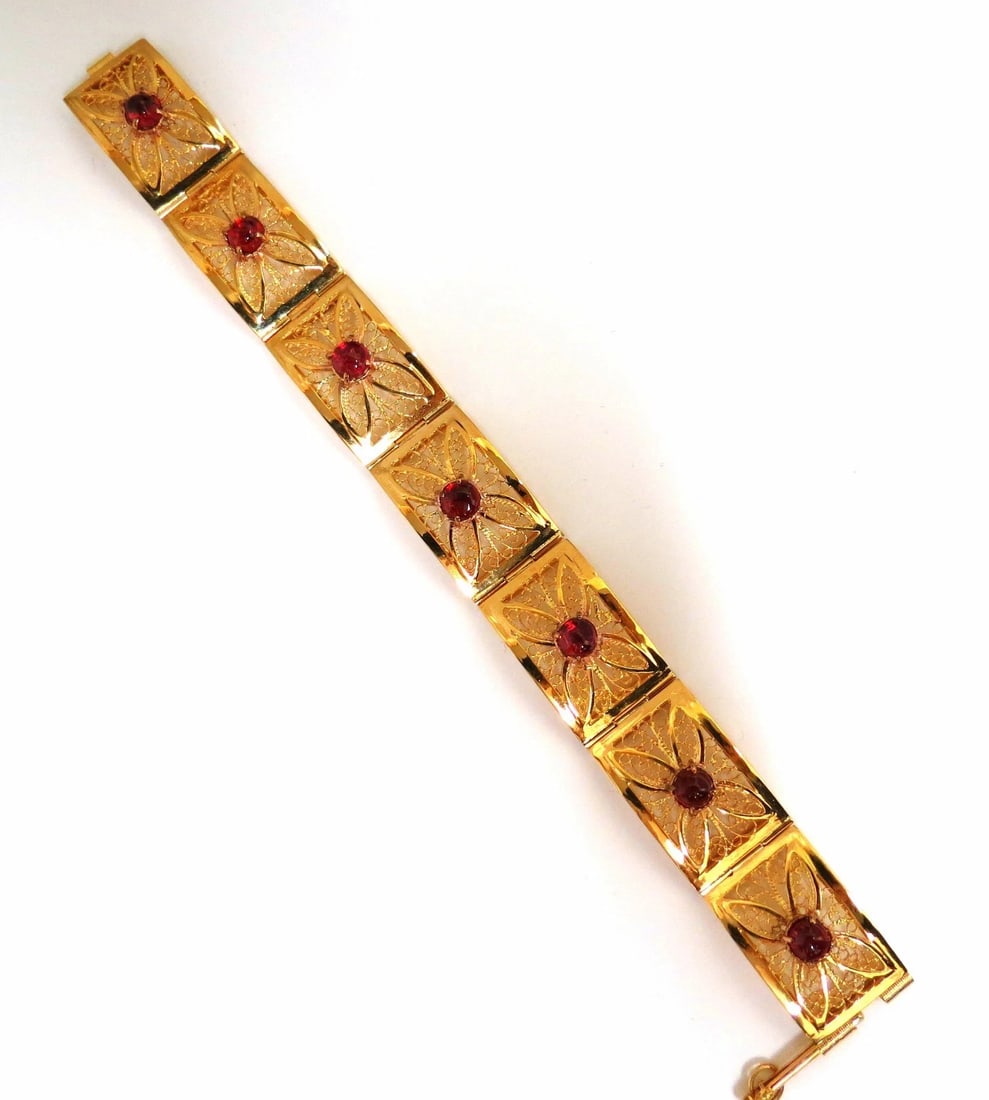 7.40ct Natural Spinel Open Gilt Vintage Bracelet 14 Karat gold - 8