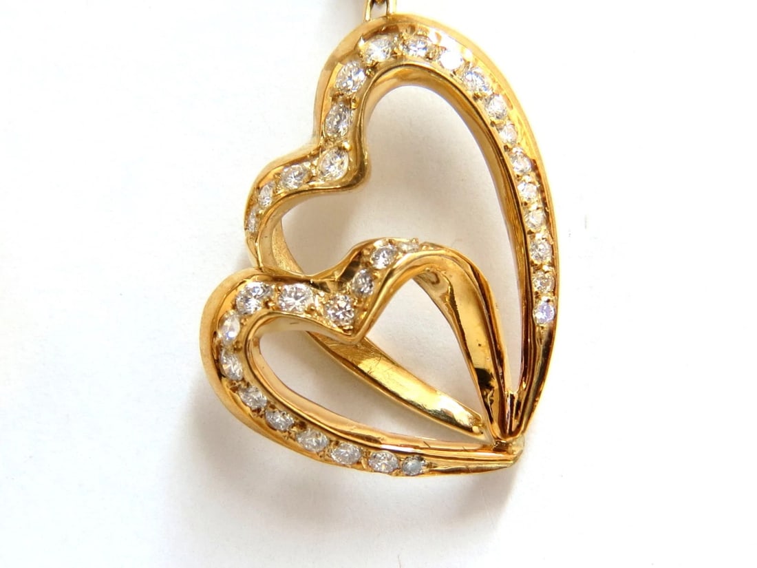 3.00ct Natural Diamonds Hearts on Hearts Dangle Earrings 18 karat - 2