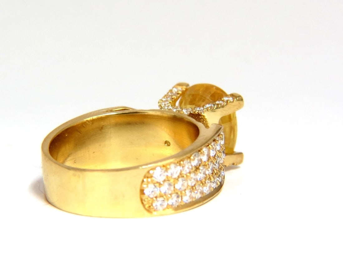 7.06ct Natural yellow sapphire ring 18kt. Raised Bead Set - 3