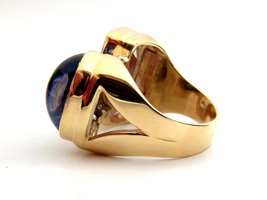 14.75ct Lab Sapphire diamonds ring vivid blue 14kt Kunzite - 2
