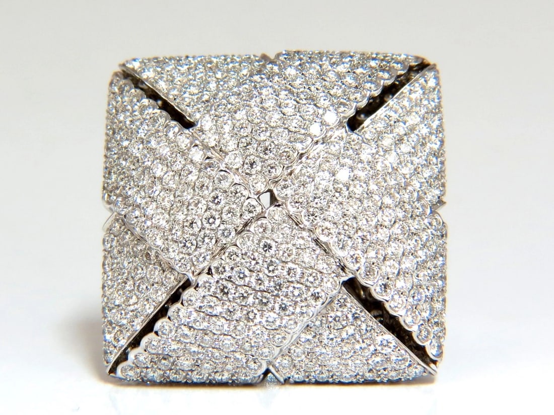 7.15ct 3D Unisex Cross weave Dome Natural Diamond Ring 18kt gold - 2