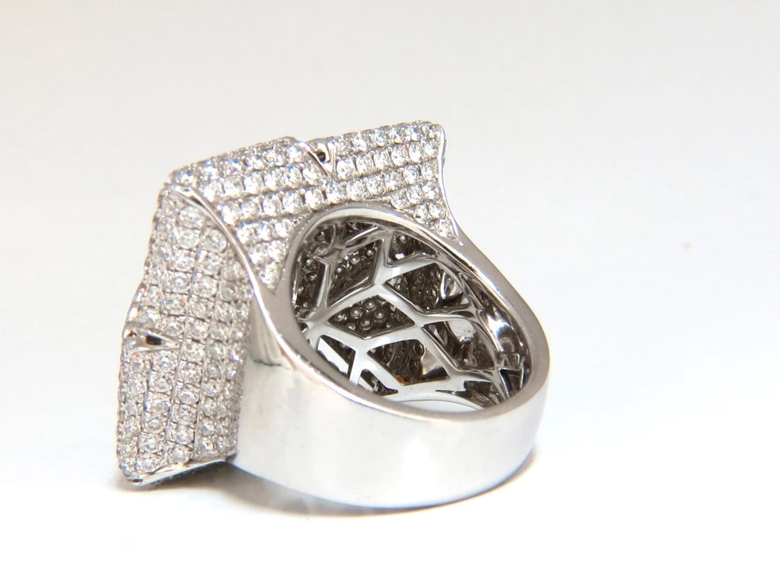 7.15ct 3D Unisex Cross weave Dome Natural Diamond Ring 18kt gold - 4