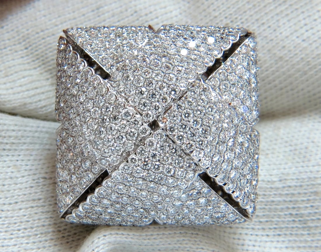 7.15ct 3D Unisex Cross weave Dome Natural Diamond Ring 18kt gold - 6