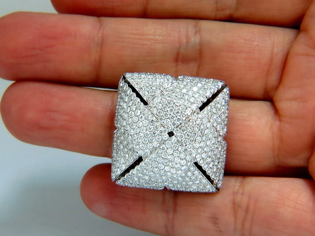 7.15ct 3D Unisex Cross weave Dome Natural Diamond Ring 18kt gold - 7