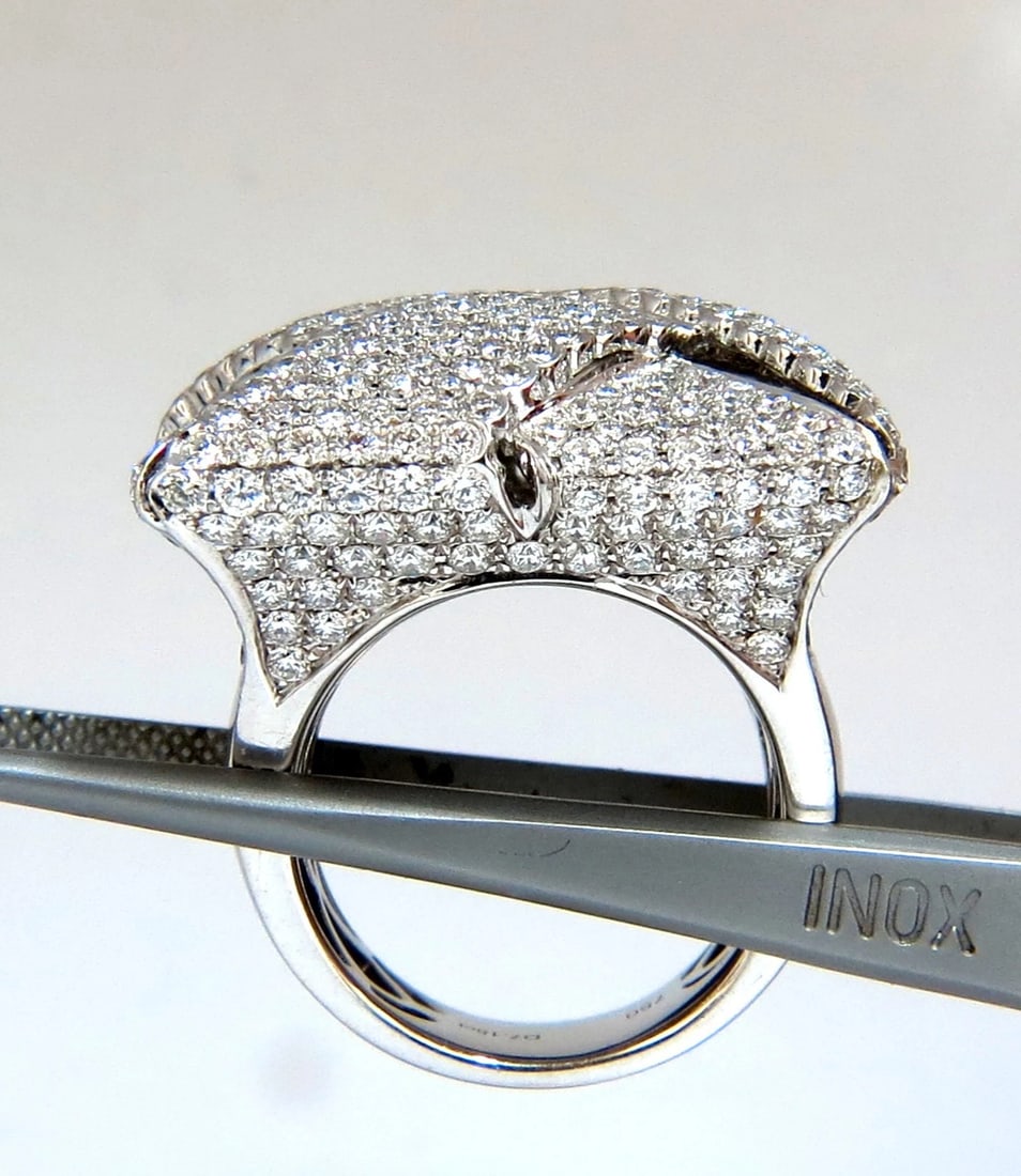 7.15ct 3D Unisex Cross weave Dome Natural Diamond Ring 18kt gold - 8