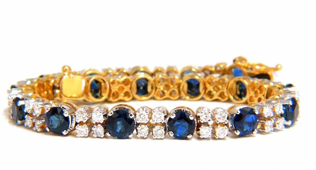 10Ct Natural Blue Sapphire 2.50ct Diamonds Bracelet 14kt gold (1 of 3)