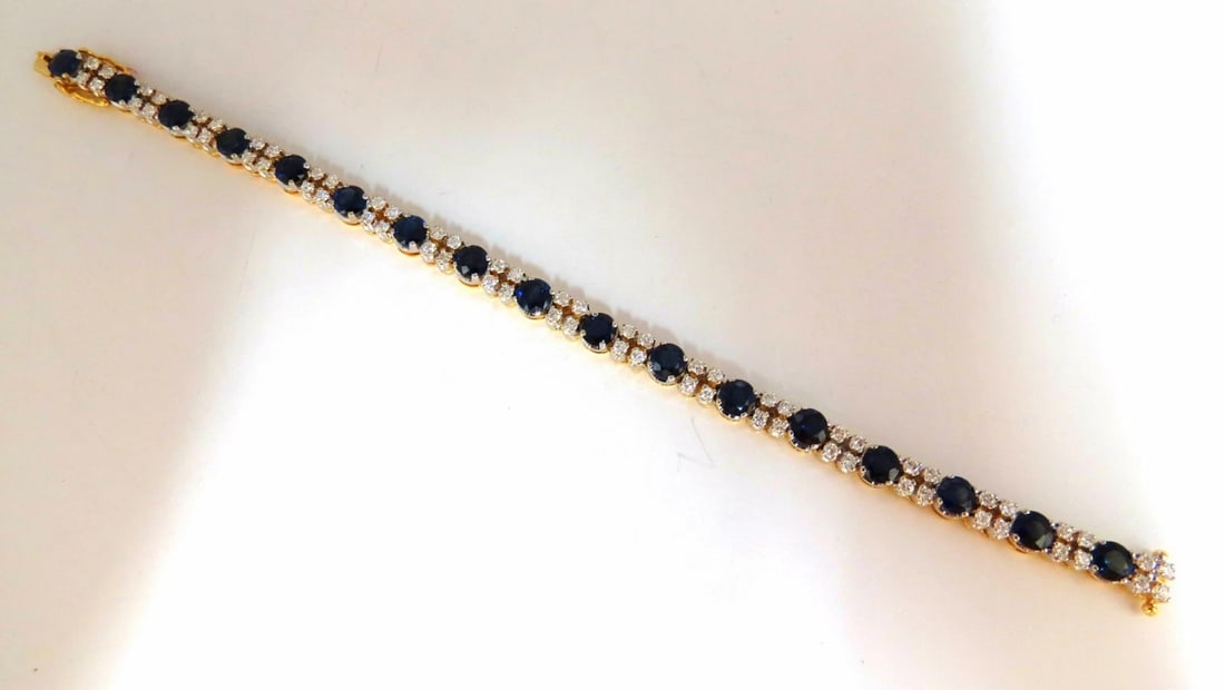 10Ct Natural Blue Sapphire 2.50ct Diamonds Bracelet 14kt gold - 2