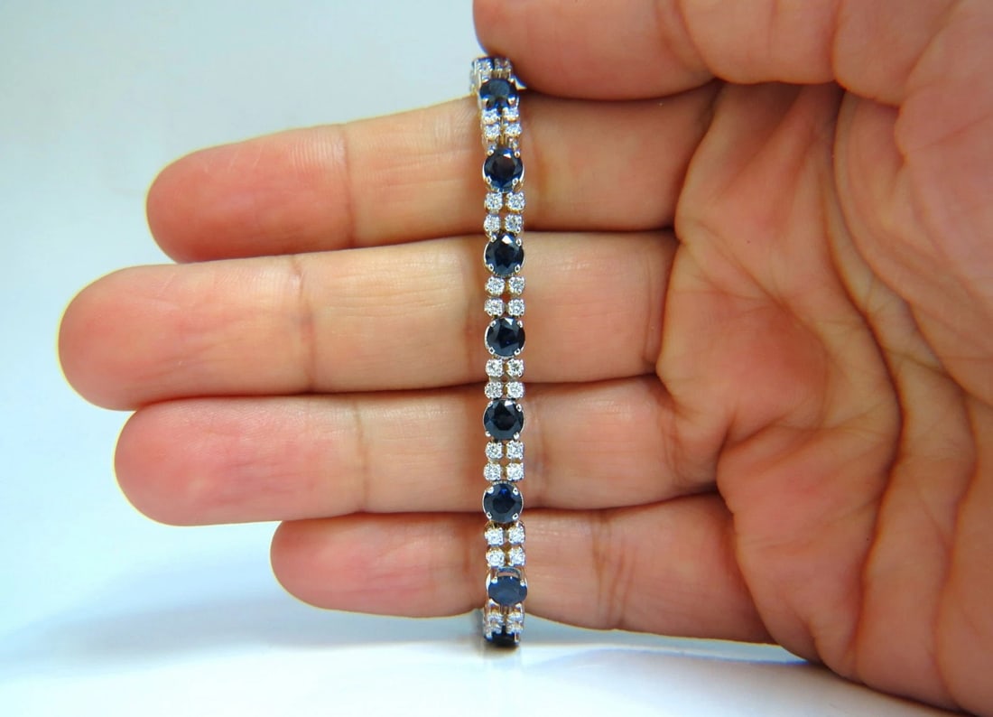 10Ct Natural Blue Sapphire 2.50ct Diamonds Bracelet 14kt gold - 3