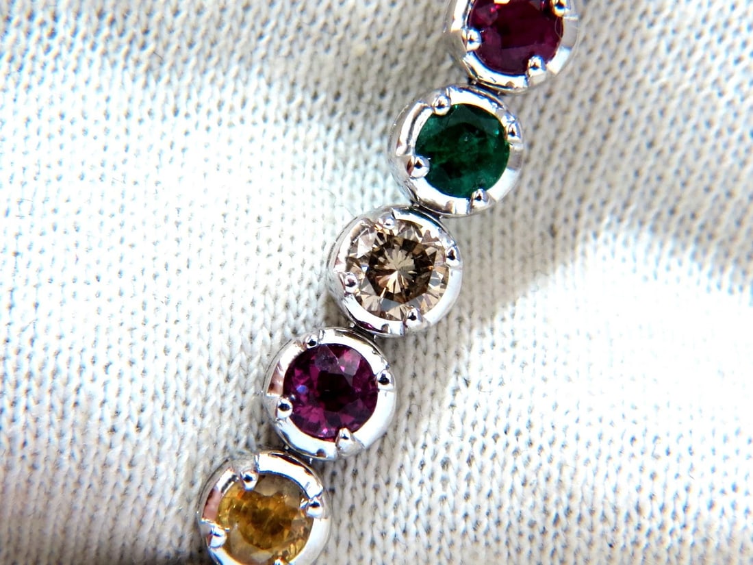 10.30ct natural ruby emerald sapphires diamond tennis bracelet 14kt gem line - 4
