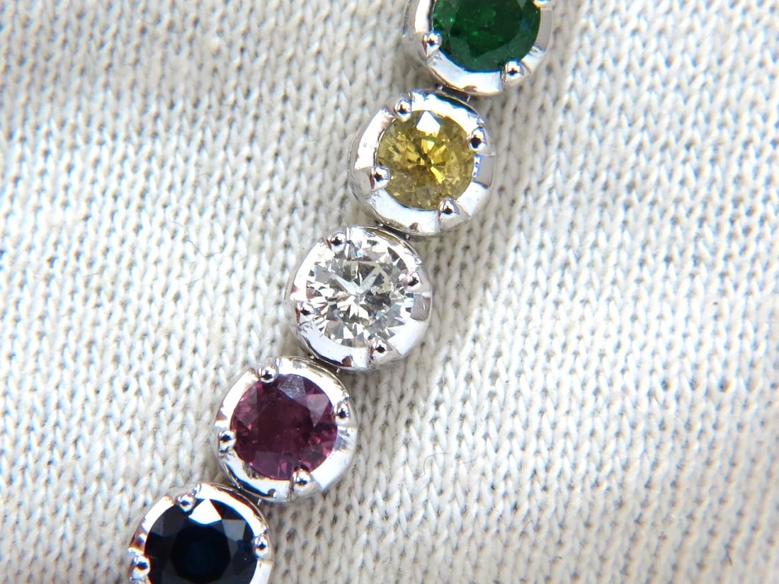10.30ct natural ruby emerald sapphires diamond tennis bracelet 14kt gem line - 5