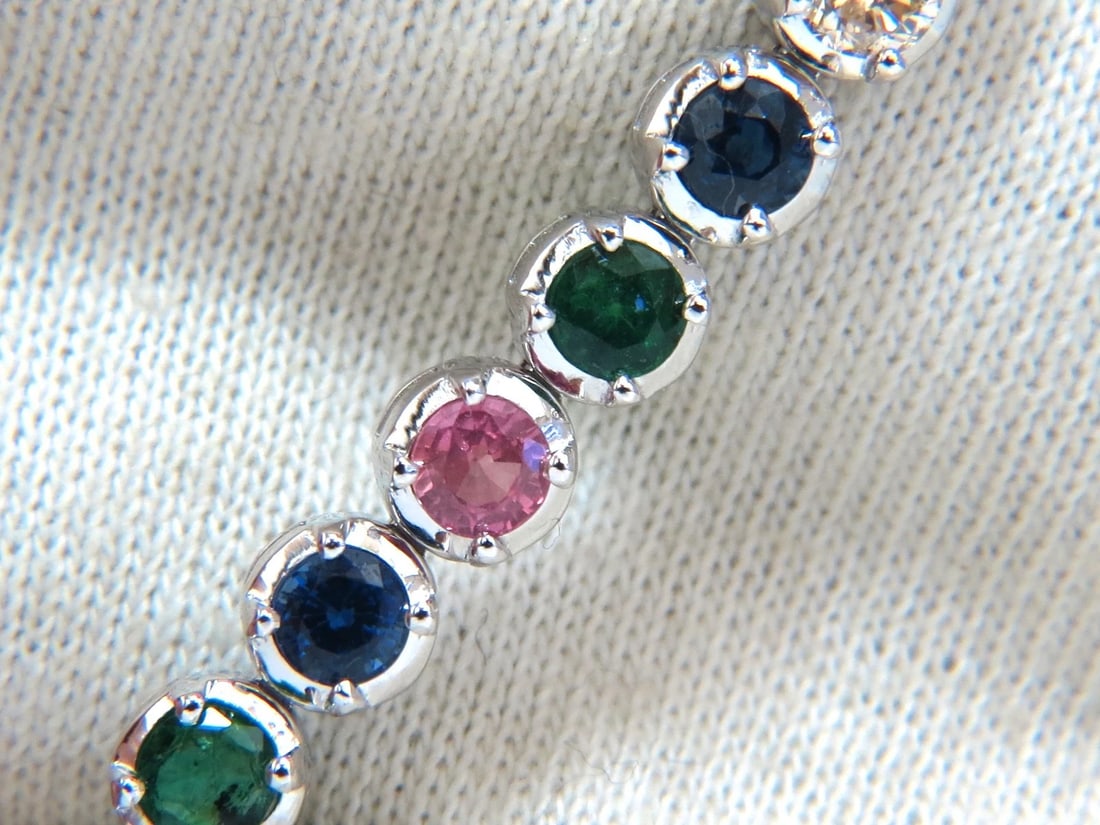 10.30ct natural ruby emerald sapphires diamond tennis bracelet 14kt gem line - 6