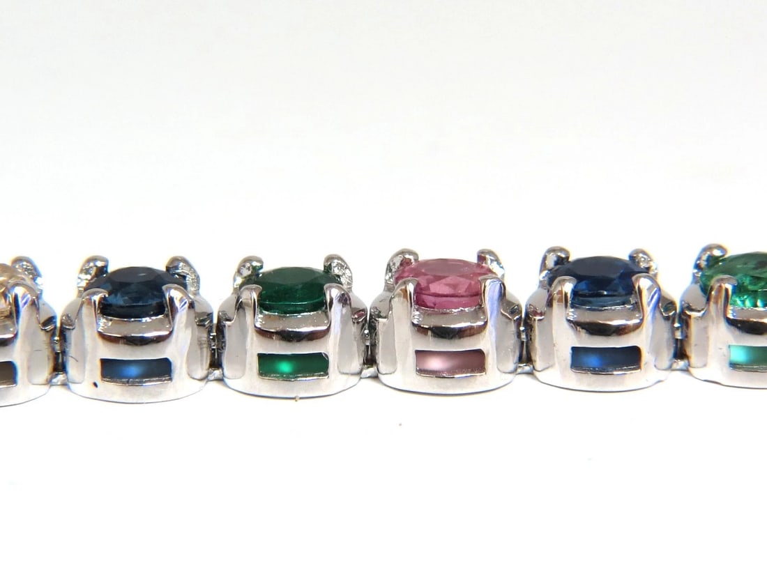10.30ct natural ruby emerald sapphires diamond tennis bracelet 14kt gem line - 7
