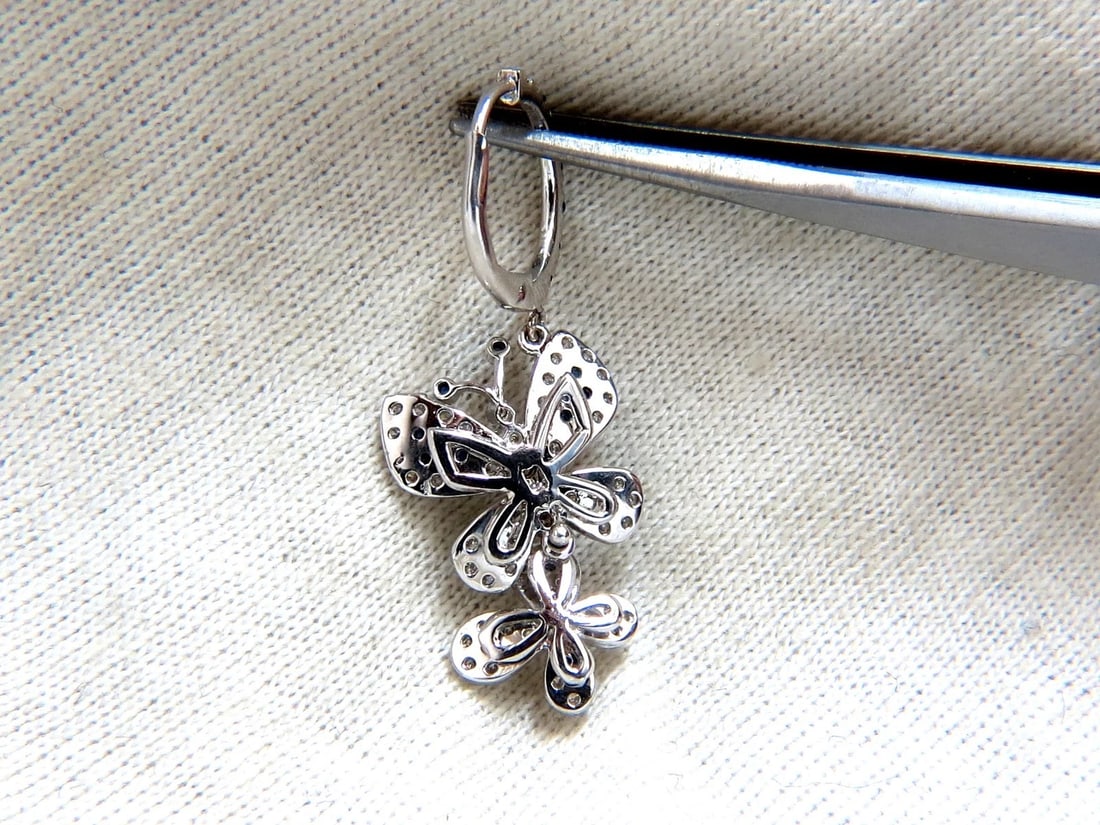 1.90ct Natural Sapphire Diamond Butterfly Dangle Earrings 14kt - 4