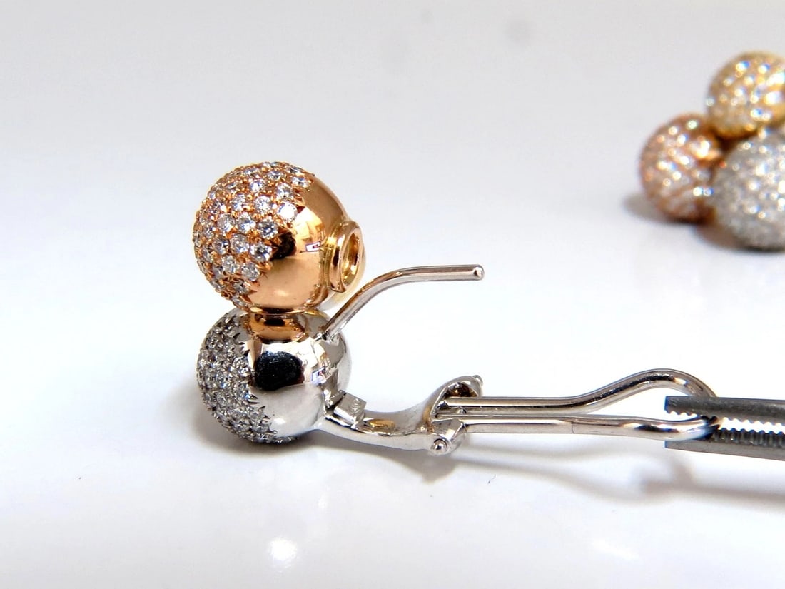 3.70ct Ball Cluster Bead Set diamonds Clip Earrings 18kt - 2