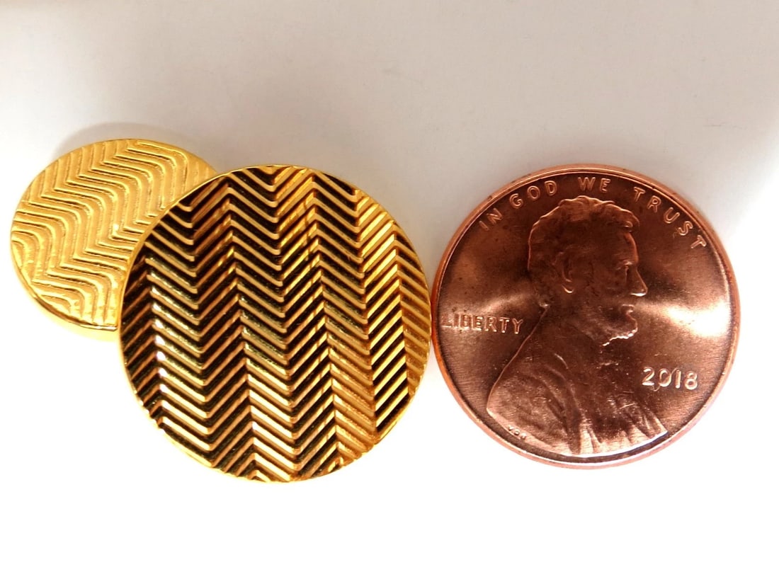 14kt 3D circular double textured Gold cufflinks - 2
