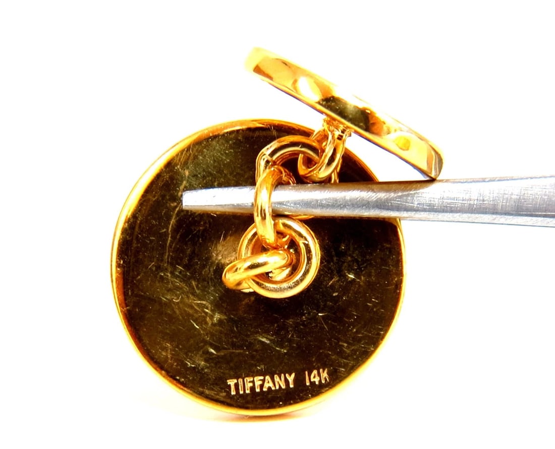 14kt 3D circular double textured Gold cufflinks - 3