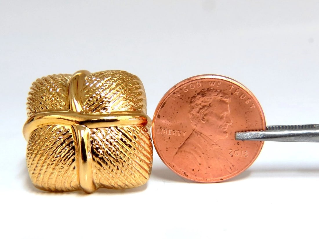 14kt Gold Textured Clip Earrings & Omega - 3