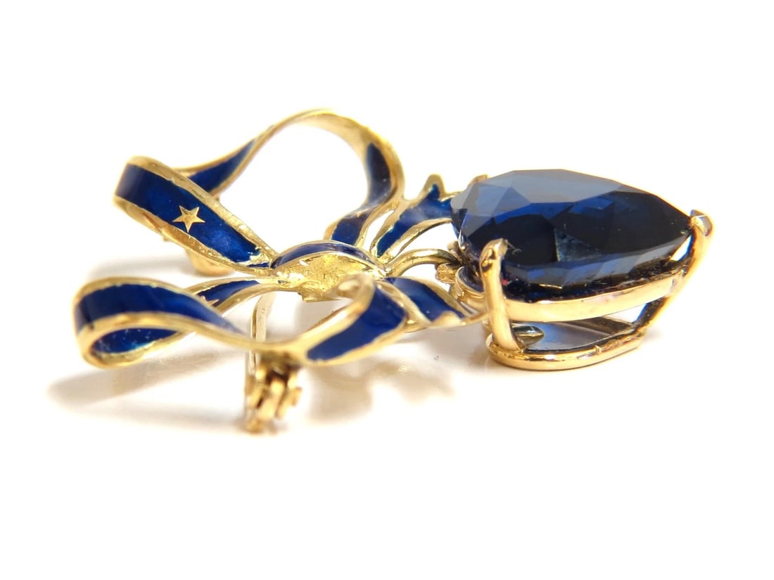 10ct Lab Sapphire Royal Blue Patriot Democrat Love Dangle Brooch - 2