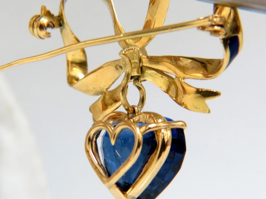 10ct Lab Sapphire Royal Blue Patriot Democrat Love Dangle Brooch - 3