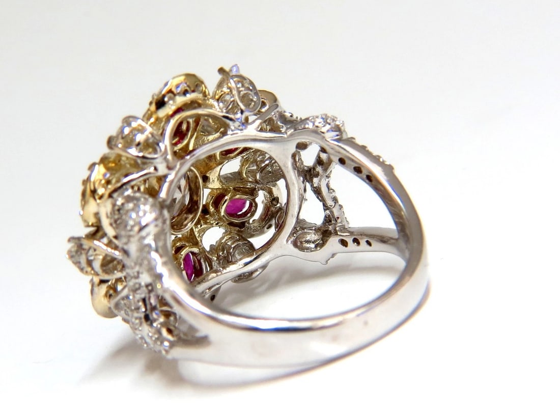 18kt Natural Fancy color Diamond Ruby Cocktail Cluster ring - 4