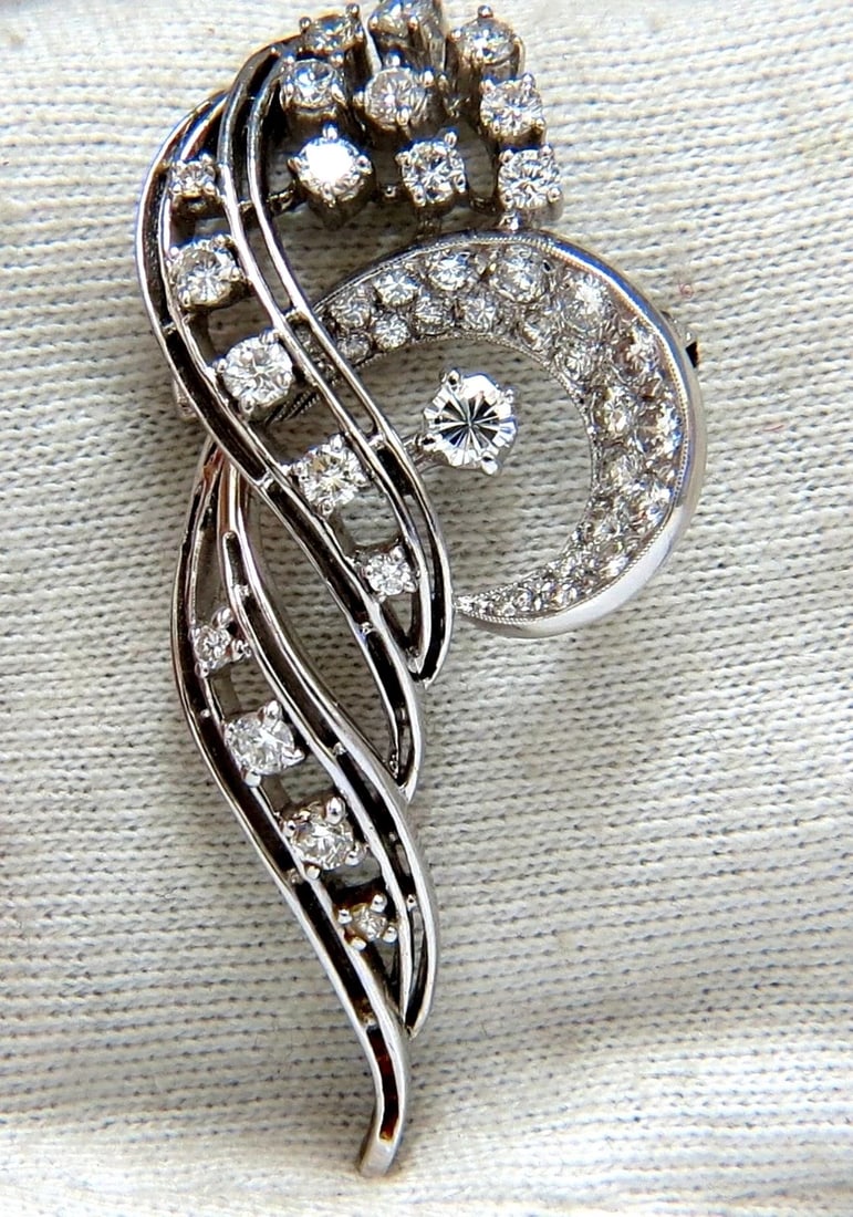 2.00ct Diamonds cluster brooch pendant pin Platinum Estate Cluster Cocktail: Title: 2.00ct Diamonds cluster brooch pendant pin Platinum Estate Cluster Cocktail Description: Estate Prime Cocktail 2.00ct. Natural diamonds Brooch Cluster pin. Rounds, Full cut Brilliant. H-color V