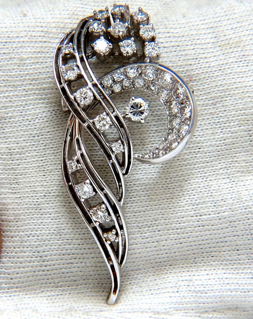 2.00ct Diamonds cluster brooch pendant pin Platinum Estate Cluster Cocktail - 2