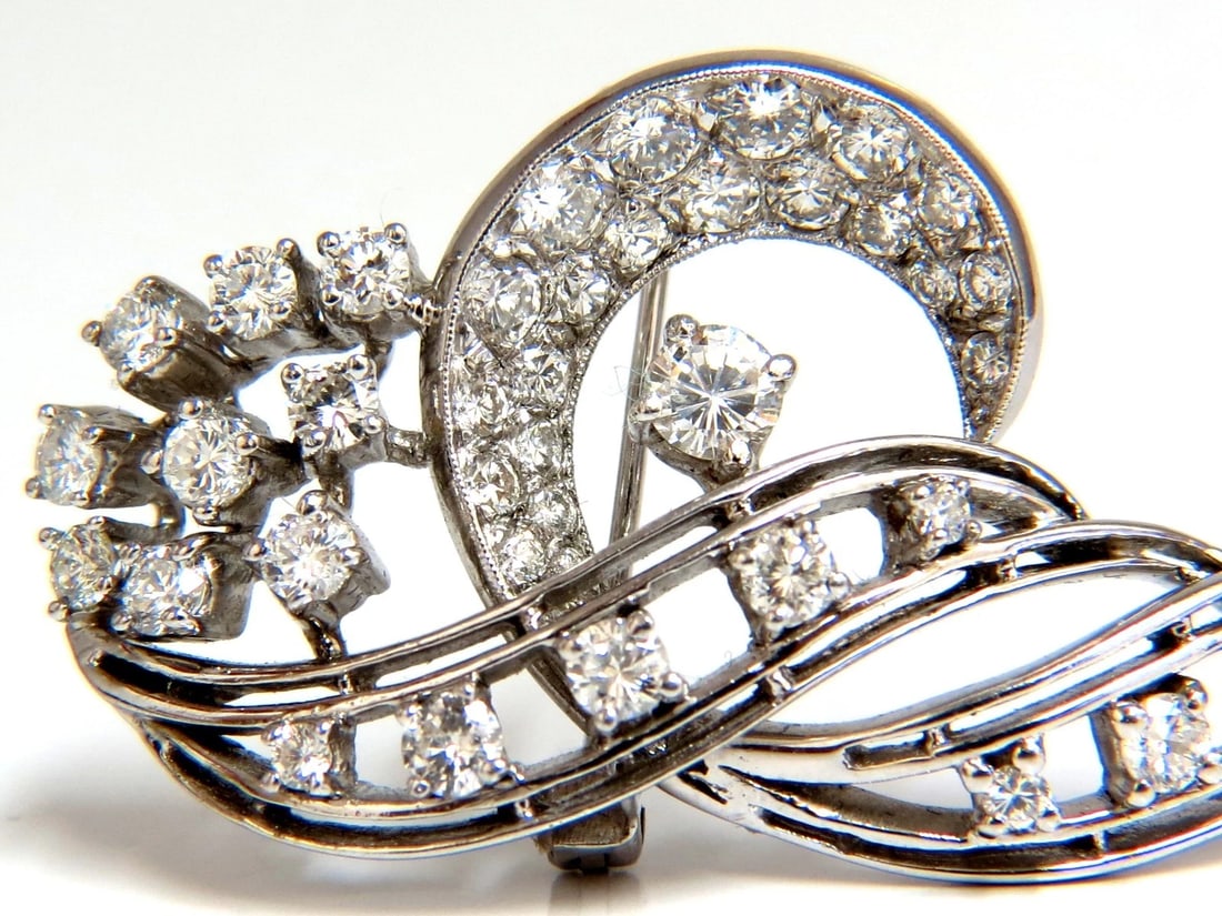 2.00ct Diamonds cluster brooch pendant pin Platinum Estate Cluster Cocktail - 3