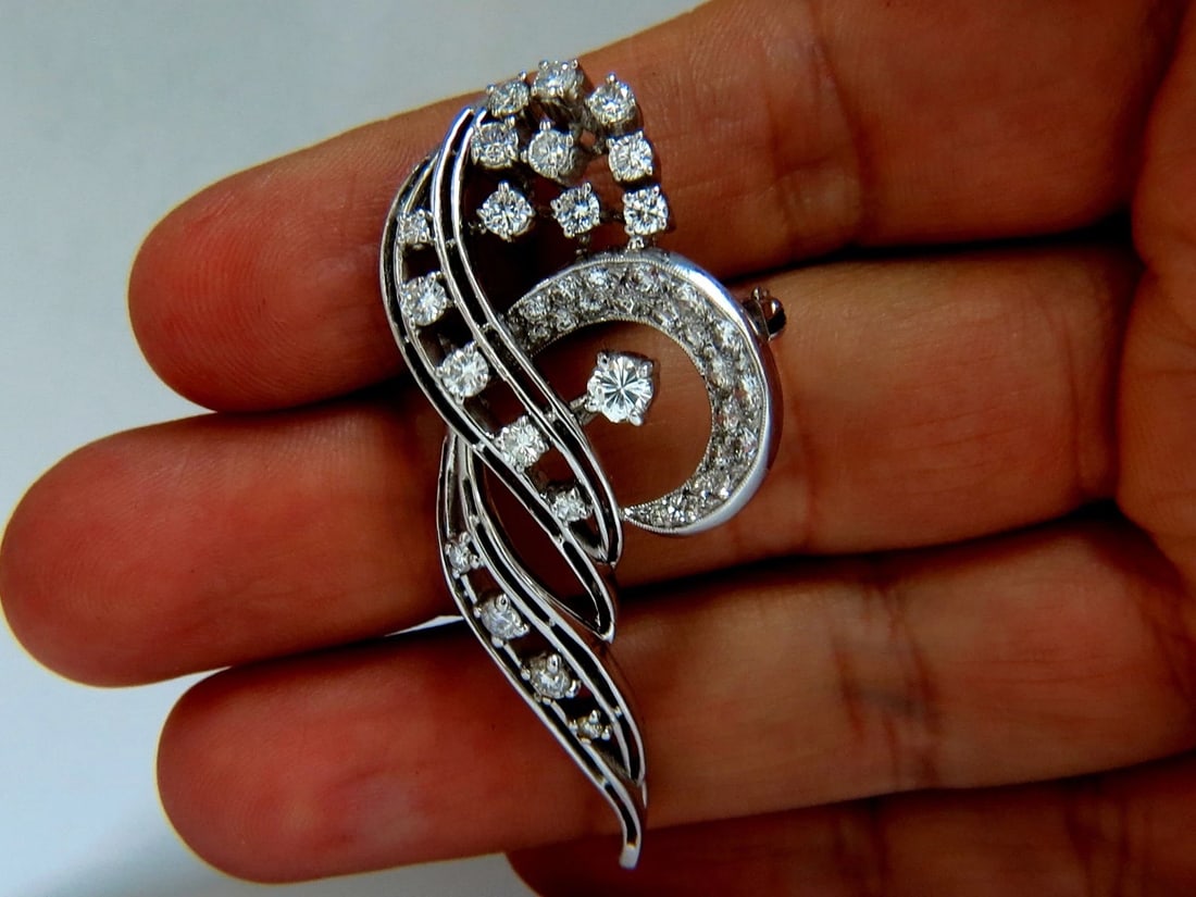 2.00ct Diamonds cluster brooch pendant pin Platinum Estate Cluster Cocktail - 5