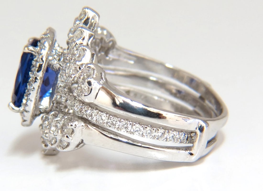 3.07ct Natural Tanzanite Diamond ring + Insert Jacket Ring 14kt gold - 3