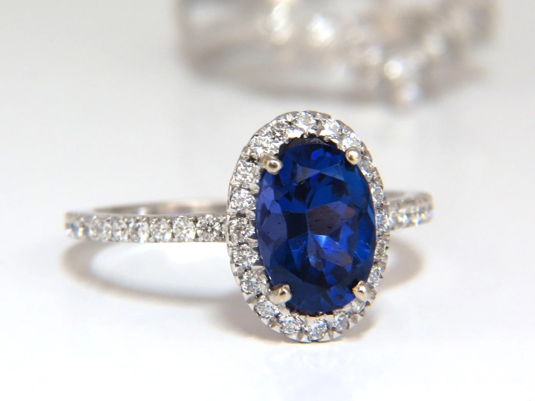 3.07ct Natural Tanzanite Diamond ring + Insert Jacket Ring 14kt gold - 6