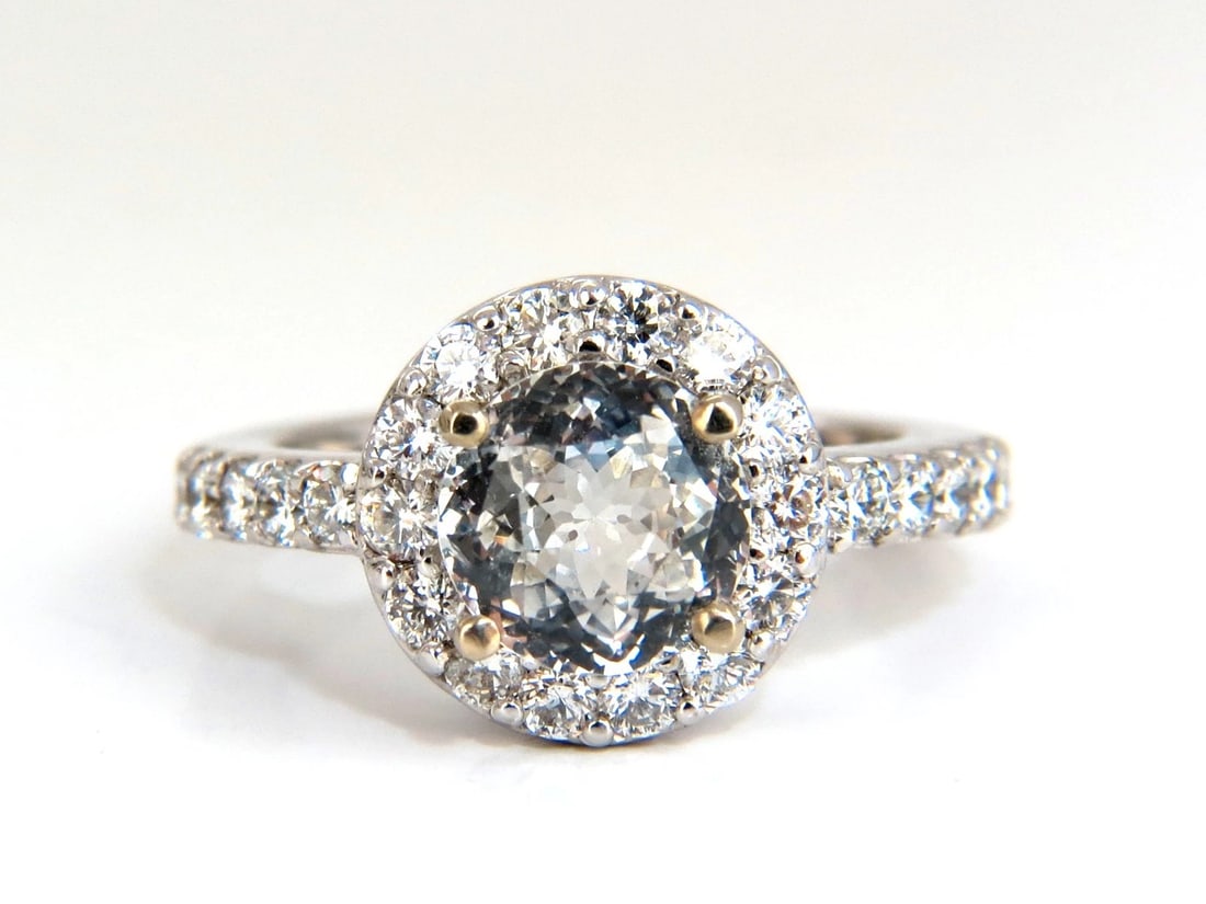 GIA Certified 3.28ct natural white sapphire diamonds ring 14kt halo prime - 3