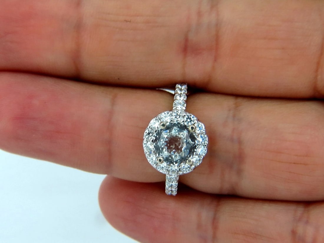 GIA Certified 3.28ct natural white sapphire diamonds ring 14kt halo prime - 7