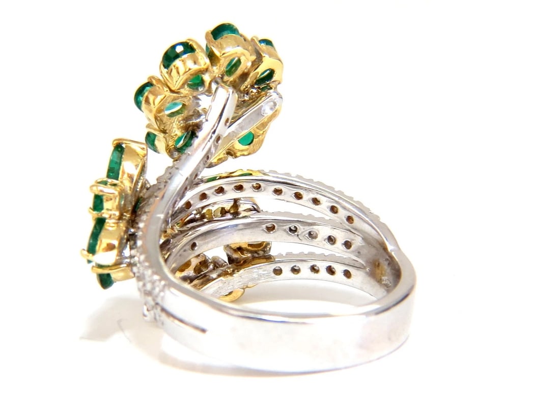 4.36ct Natural Emeralds diamond cocktail cluster ring 18kt - 4