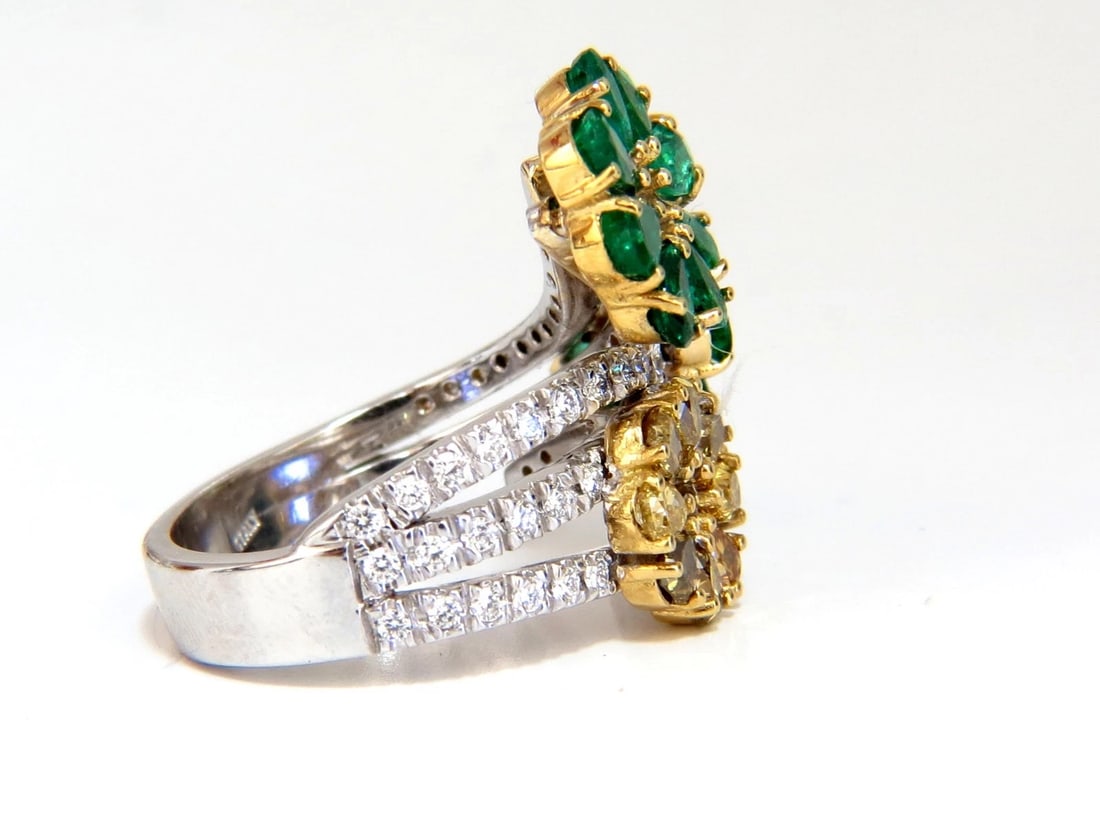 4.36ct Natural Emeralds diamond cocktail cluster ring 18kt - 5