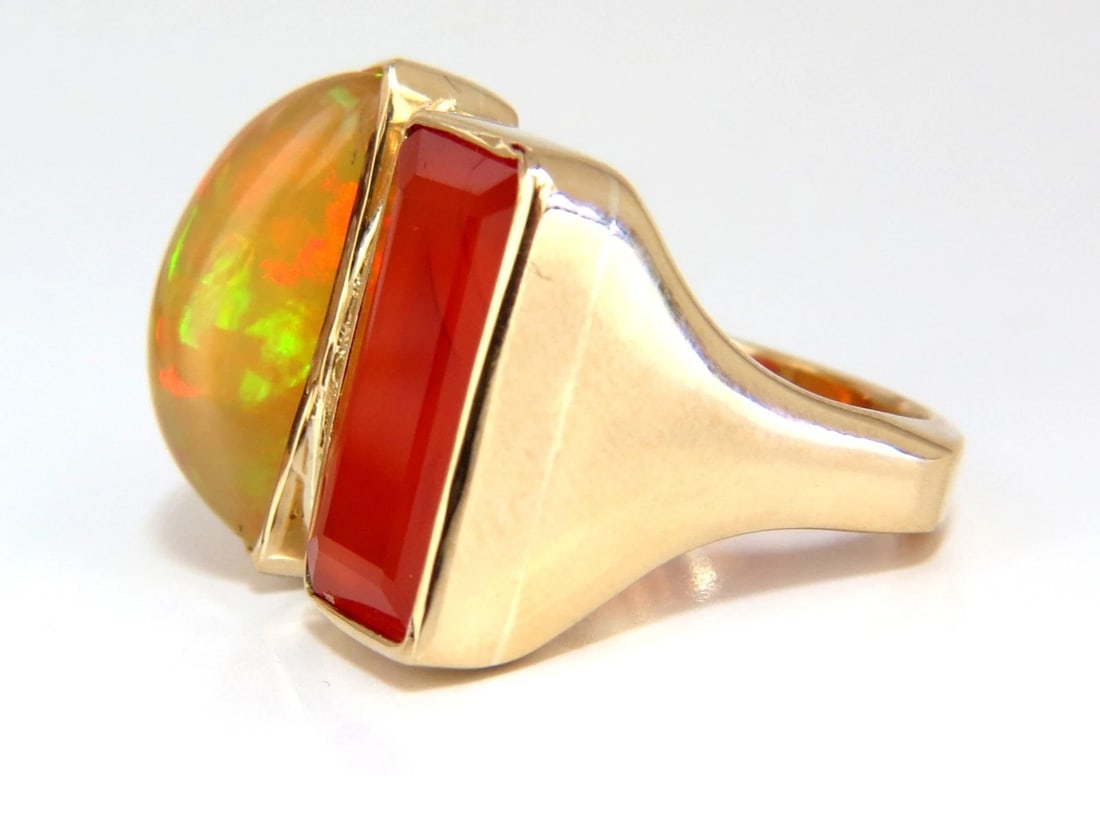 17.44ct Natural Opal & Garnet Diamonds ring 14kt Deco Prime - 3
