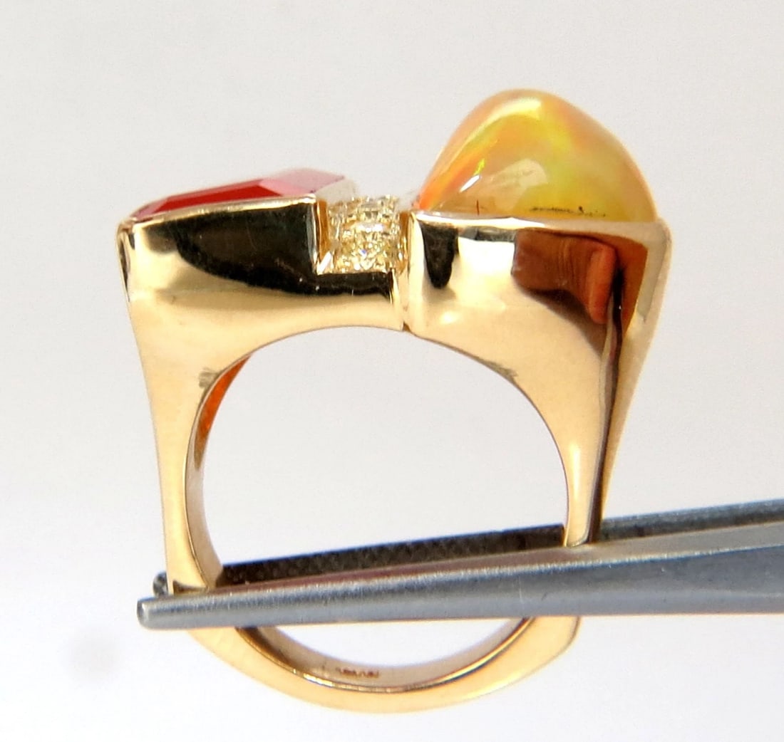 17.44ct Natural Opal & Garnet Diamonds ring 14kt Deco Prime - 6