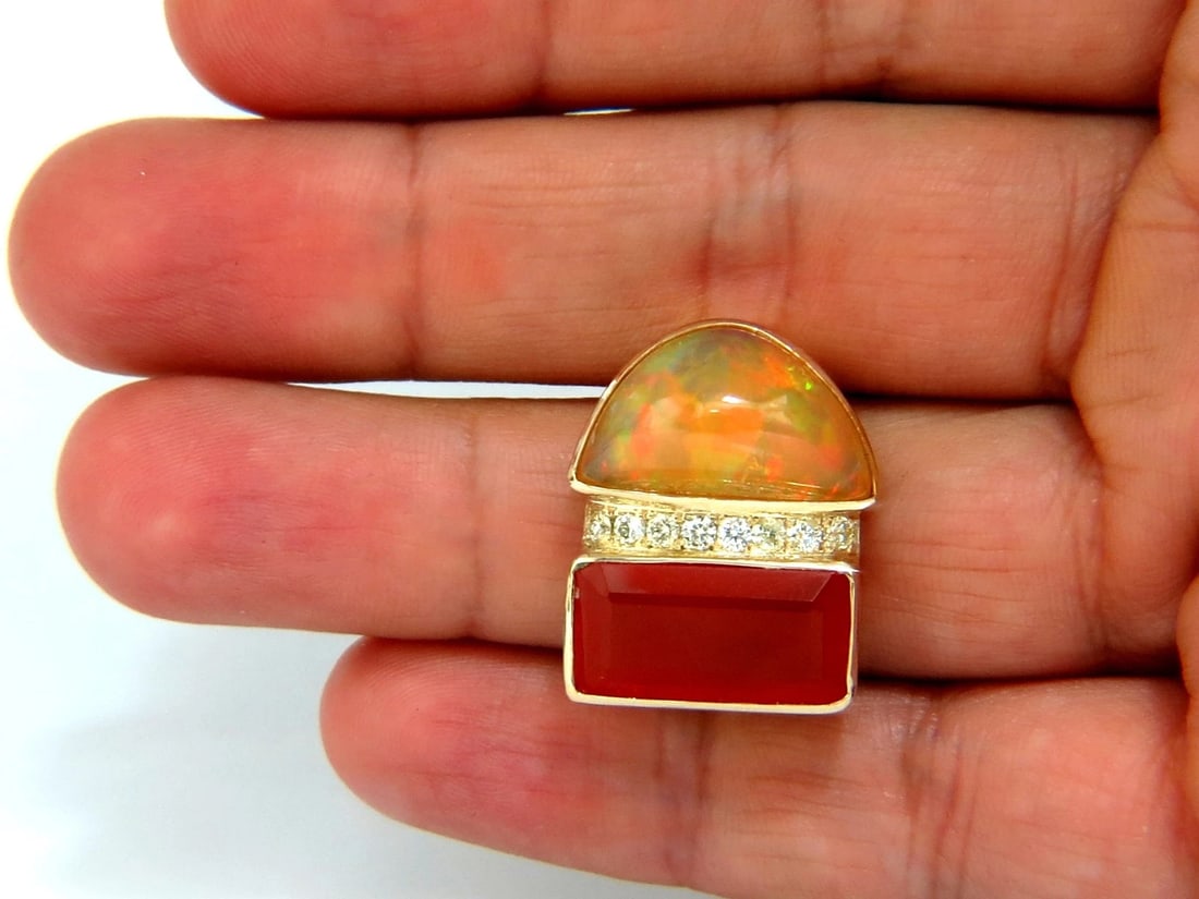17.44ct Natural Opal & Garnet Diamonds ring 14kt Deco Prime - 7
