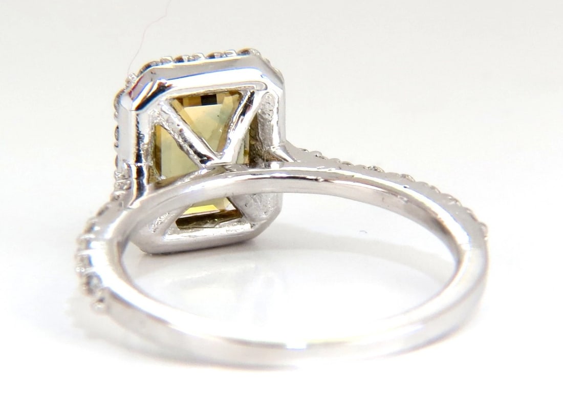 2.60ct natural vivid golden sapphire diamonds ring 14kt halo classic - 2