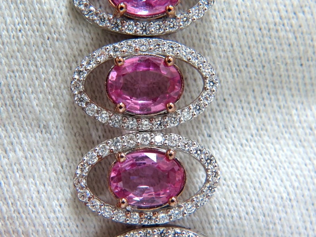 27.47ct natural Vivid Pink Sapphire diamond bracelet 14kt g/vs pink halo - 3