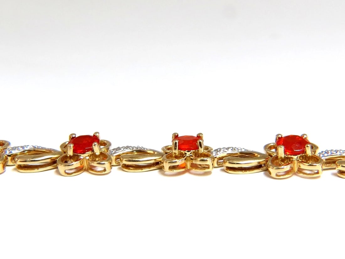5.36ct natural Mexican Opal Diamond Bracelet 14kt gold clover - 3