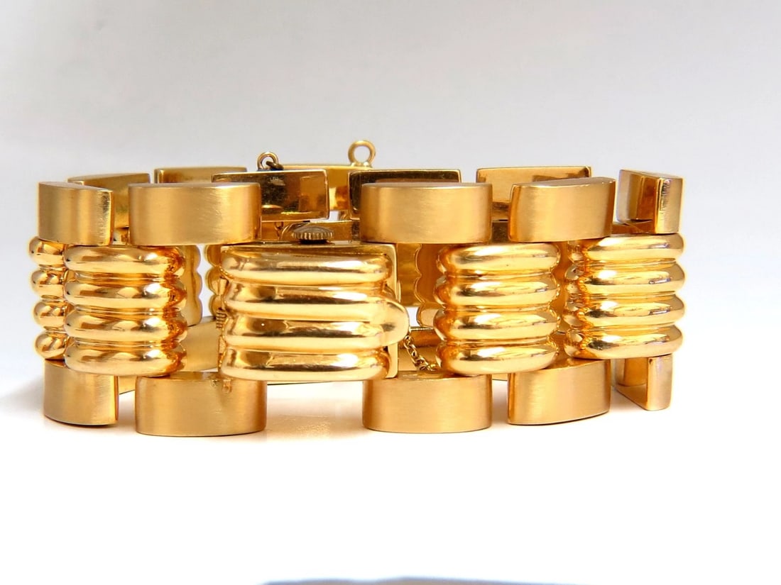 Estate LUVA 14kt gold watch ladies cuff bracelet - 3