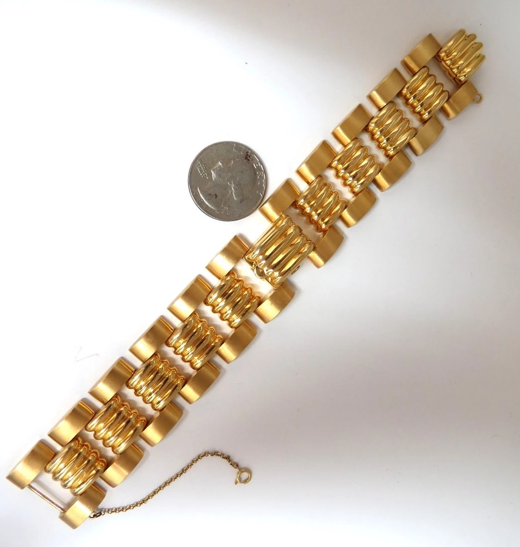 Estate LUVA 14kt gold watch ladies cuff bracelet - 6