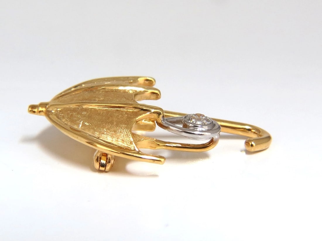 .50ct Diamond Umbrella brooch pin 14kt & Rain Drop - 3