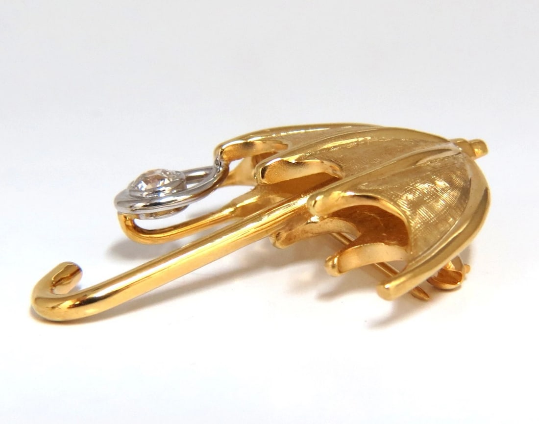 .50ct Diamond Umbrella brooch pin 14kt & Rain Drop - 5