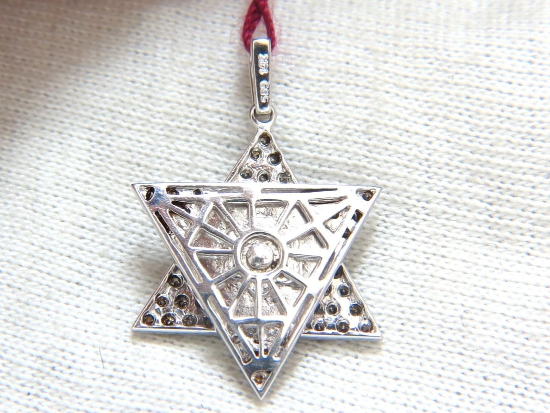 1.50ct natural fancy color diamonds convertible star / triangle pendant 14kt - 4