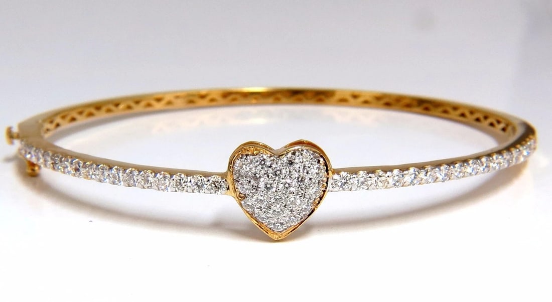 diamonds heart bangle bracelet 1.30ct g/vs 14kt (1 of 8)