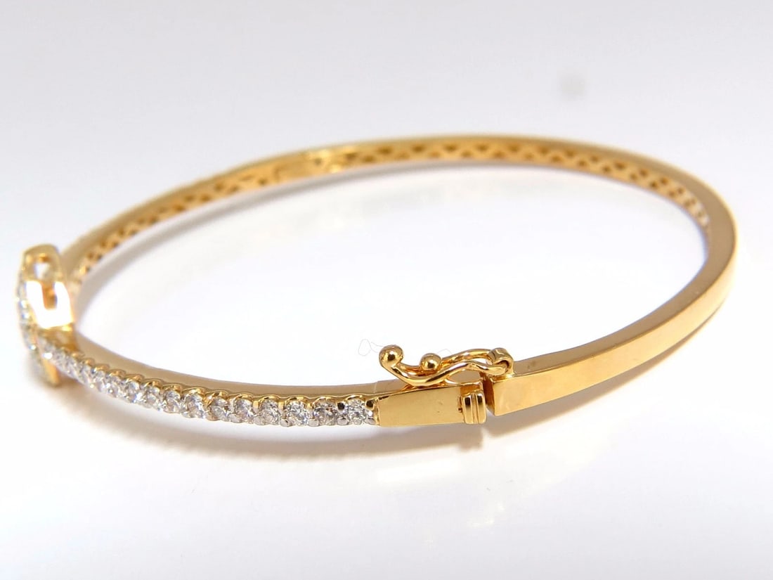 diamonds heart bangle bracelet 1.30ct g/vs 14kt - 6