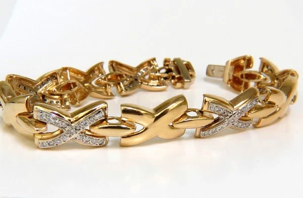 1.00ct. DIAMONDS CLASSIC "X" LINK BRACELET G/VS 14KT (1 of 8)