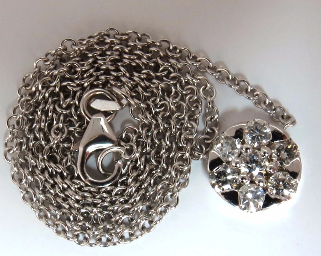 .70ct natural (7) round brilliant diamond cluster pendant 14kt - 3